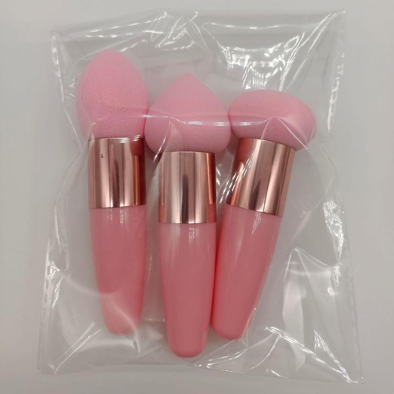 Спонж для макияжа Спонж для красоты для растушевки тональной основы Спонж для макияжа Клиновидные спонжи для тональной основы с ручкой Косметический блендер розовый